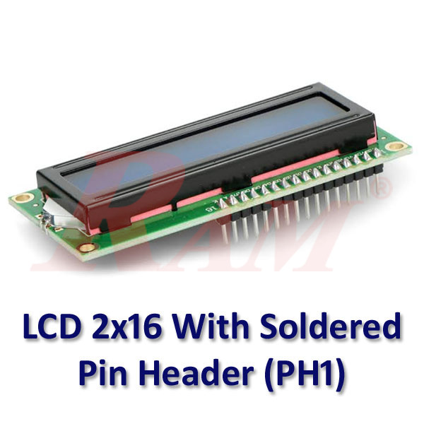 Character LCD 2x16 Blue 1602 With Soldered Male Pin Header
