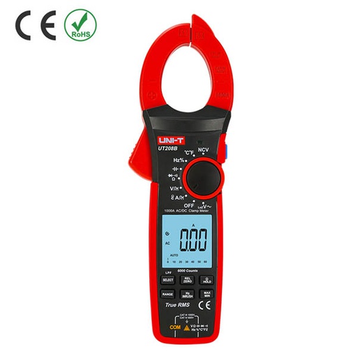 [AVO.UT208B.UNIT] UT208B True RMS Digital Clamp Meter 1000A (AC/DC) بنسة امبير تيار ثابت ومتردد