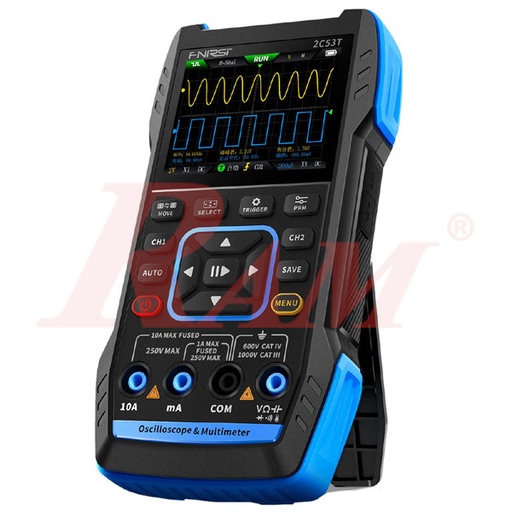[AVO.2C53T.PLUS.3IN1.FNIRSI] FNIRSI® 2C53T Plus Handheld Dual Channel 3-in-1 50MHz 250MS/s Oscilloscope + Multimeter + DDS Signal Generator