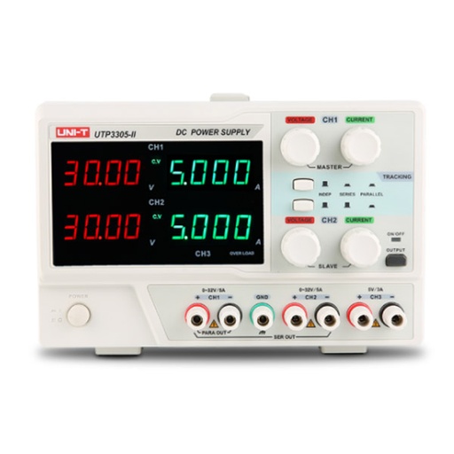 [PS.UTP3305II.UNIT] UTP3305-II Switching Triple Output DC Programmable Power Supply 0~32V 0~5A  0~30V 0~5A باور صبلاي معملي بالمحول متغير بالحماية 2 مخرج من 0 الي 32 فولت و من 0 الى 5 امبير + 1 مخرج ثابت 5 فولت 3 امبير