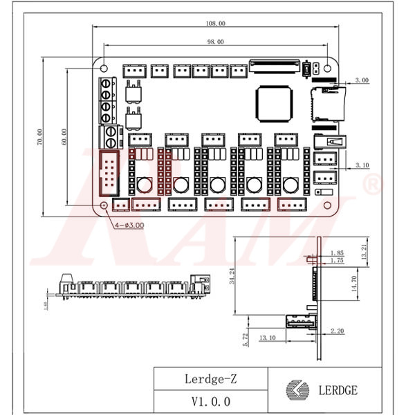 Lerdge-Z Board + 3.5" LCD + 5 Drivers TMC2208 (3D1019)