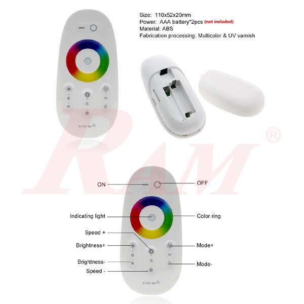 Touch Screen LED RGB Controller 2.4G 12-24Vdc / 6A