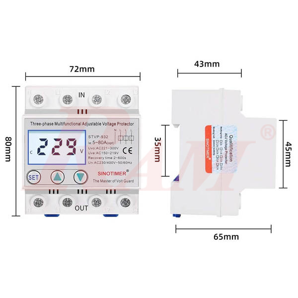 STVP932 80A 3-Phase V/A ac Protector