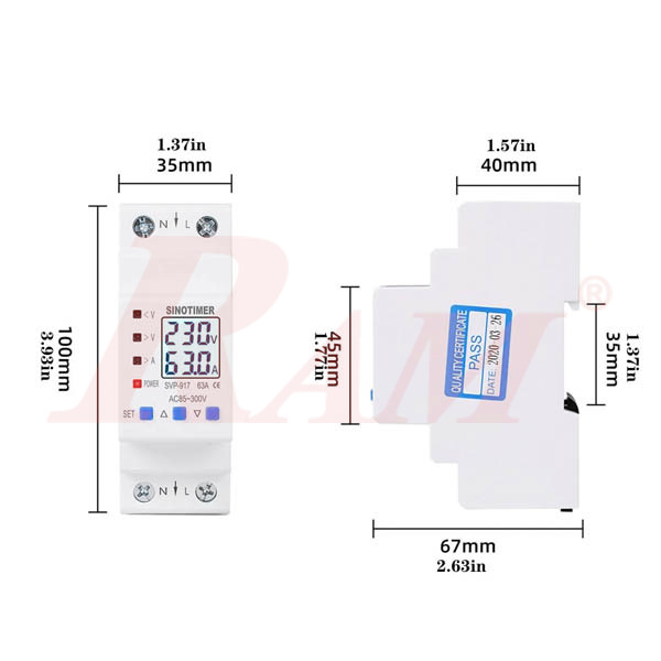 SVP-917-80A 1-Phase V/A ac Protector + Energy Meter