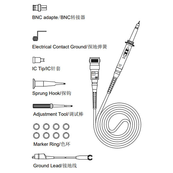 UT-P04 Oscilloscope Probe 100 MHz Bandwidth 1X/10X UNI-T