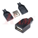 USB2.0 Type-A Female Plug 4-pin Connector Jack With Plastic Cover (SKU#USB7)