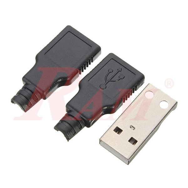USB2.0 Type-A Male Plug 4-pin Connector Jack With Plastic Cover (SKU#USB8)