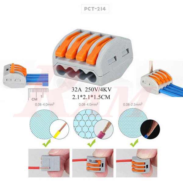 WAGO 4 Pin - PCT-214 Universal Compact Wire Wiring Connector