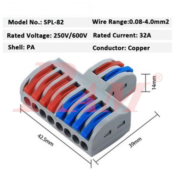 WAGO SPL-82 - 2 in 8 out Universal Compact Wire Wiring Connector