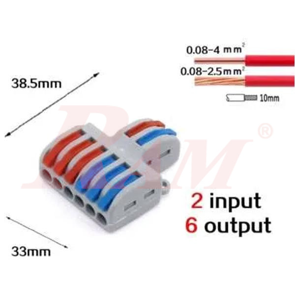 WAGO SPL-62 - 2 in 6 out Universal Compact Wire Wiring Connector