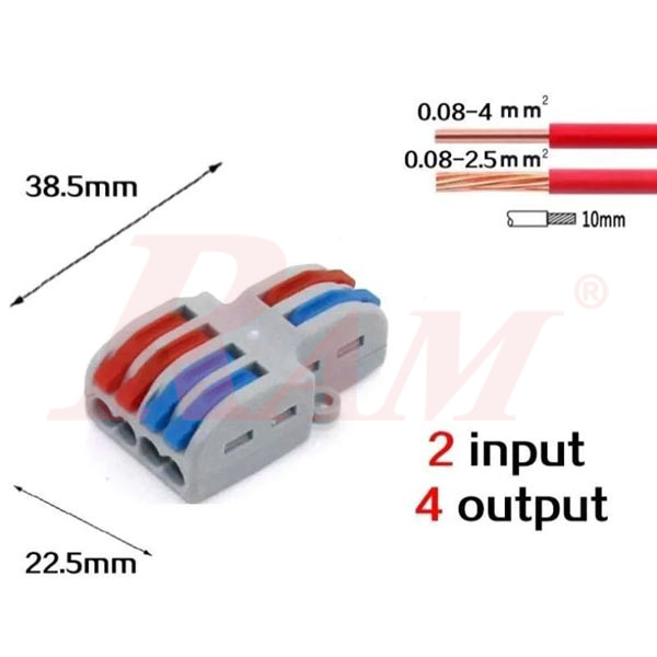 WAGO SPL-42 - 2 in 4 out Universal Compact Wire Wiring Connector