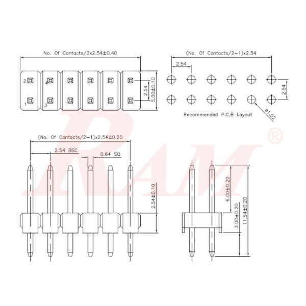 PH5 - Pin Header Male 2x40 Straight 2.54mm