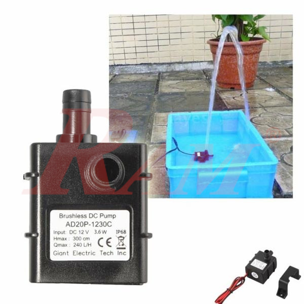 Water Pump12Vdc Ultra-Quiet Brushless 240L/H