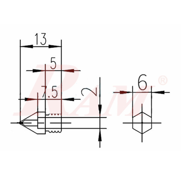 3D Printer Nozzle Copper 0.2mm Extruder Threaded 1.75mm 3.0mm MK7 MK8