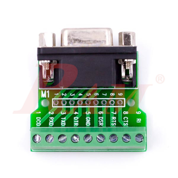 DB9 Female on PCB to Screw Terminal Blocks (SKU#DB40)
