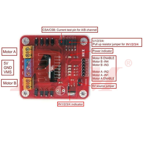 L298 Module Red Big Board (Dual H-bridge motor driver using L298N)