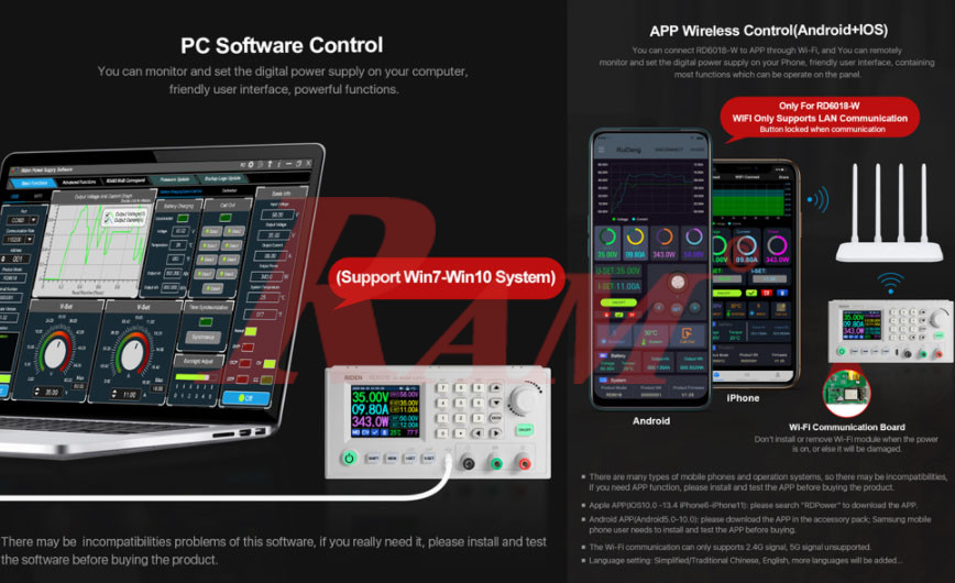 Riden RD6018W Complete Set DC Power Supply Variable With WiFi