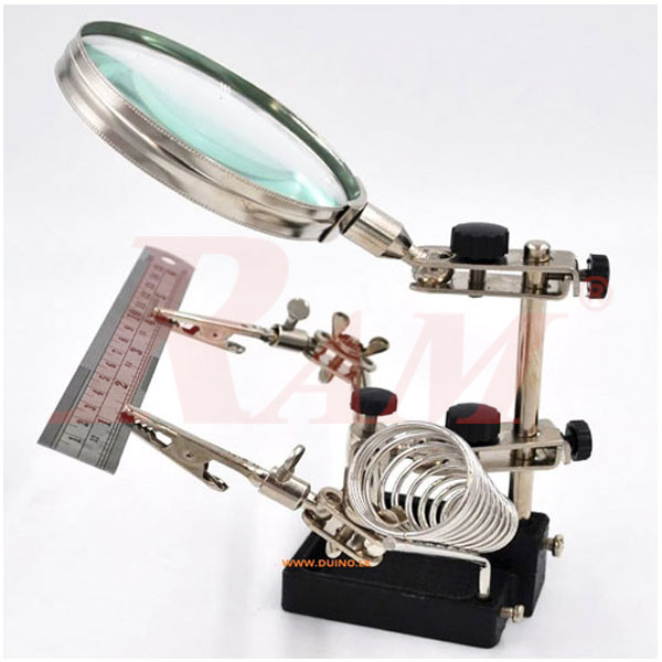 Magnifier With Alligators Holders & Soldering Iron Stand