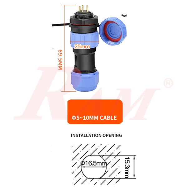 KF17-4pin IP68 Waterproof Dustproof Connector