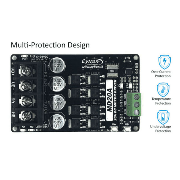 MD20A Cytron 20Amp 6V-30V DC Motor Driver (1 Channel)