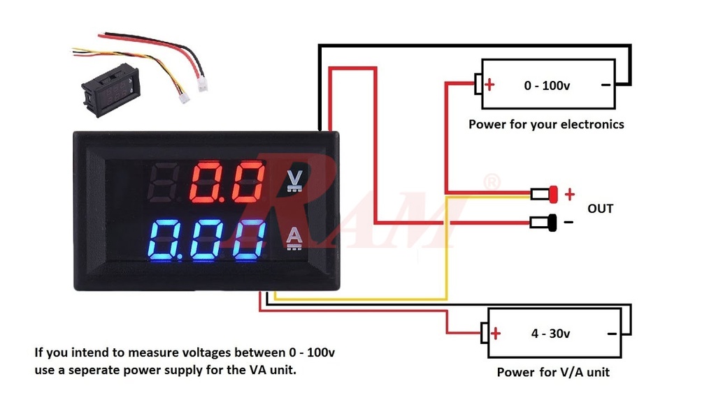 Dual Reading Digital Panel Meter DC 100V/10A - D27B