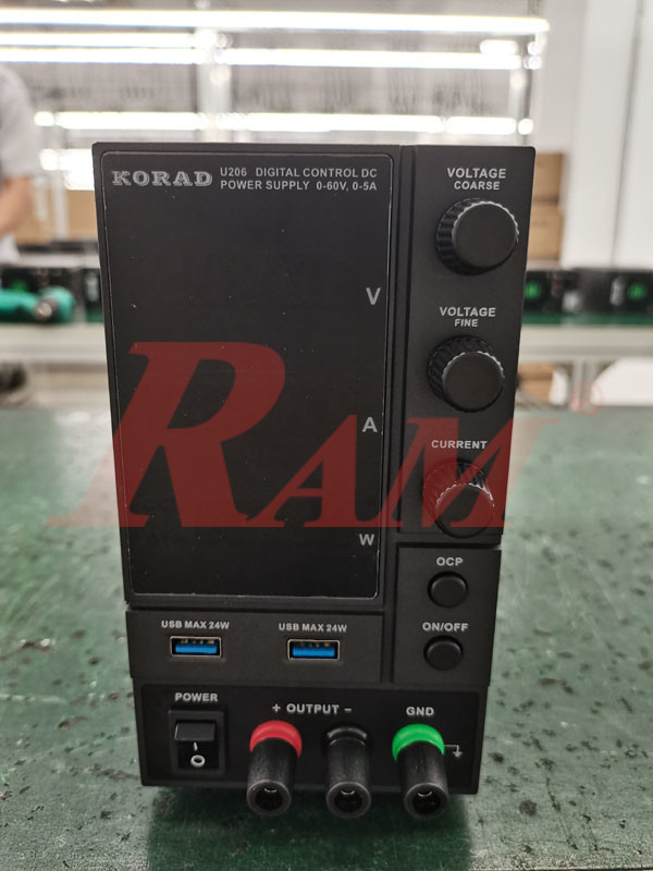 U206 0-60V, 0-5A, 300W, 1CH, Digital Control and Switching Mode DC Power Supply With 2 USB Quick Charging Ports