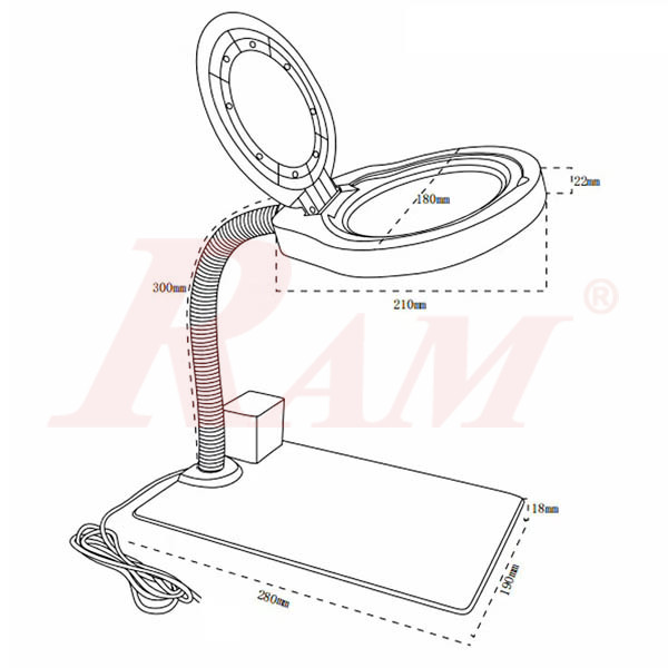 PD310 Glass 10X Desk Magnifier With Adjustable Brightness LED + Cup Holder