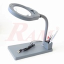 PD310 Glass 10X Desk Magnifier With Adjustable Brightness LED + Cup Holder