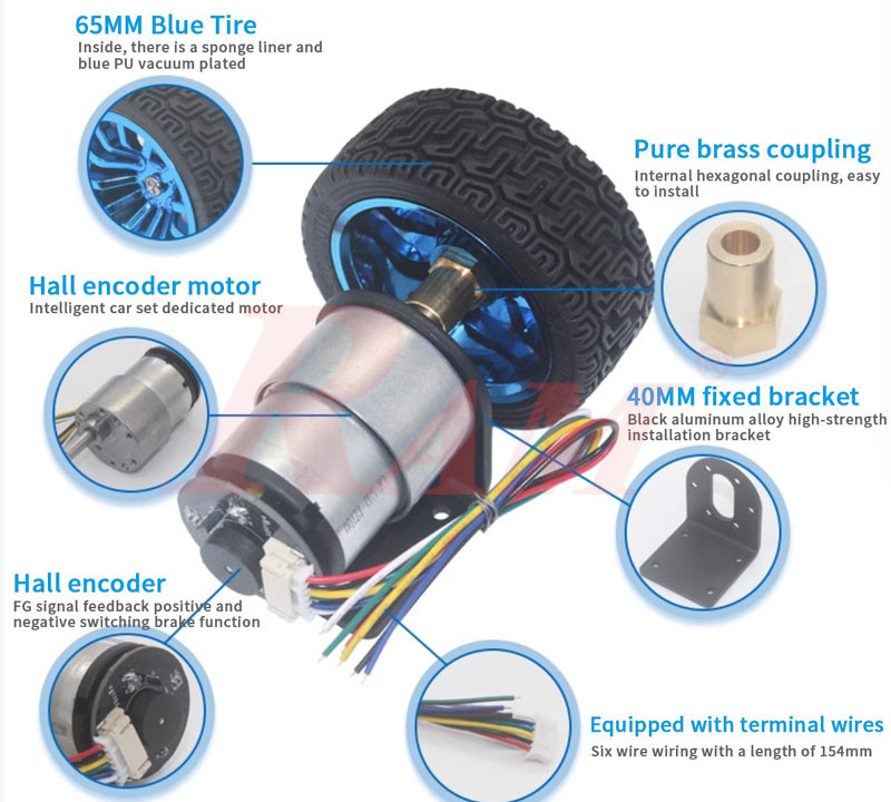 JGB37-520 DC Geared Motor 12Vdc 37 rpm Complete Set With Encoder