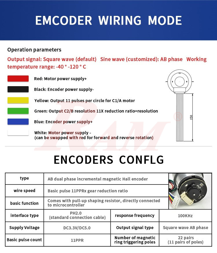 JGB37-520 Self-Balancing Geared Motor 12Vdc 107 rpm With Hall Encoder