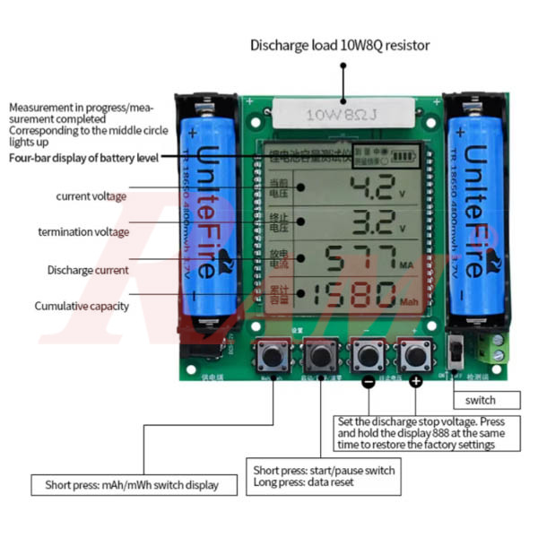 XH-M239V12 Lithium Battery Capacity Tester With LCD