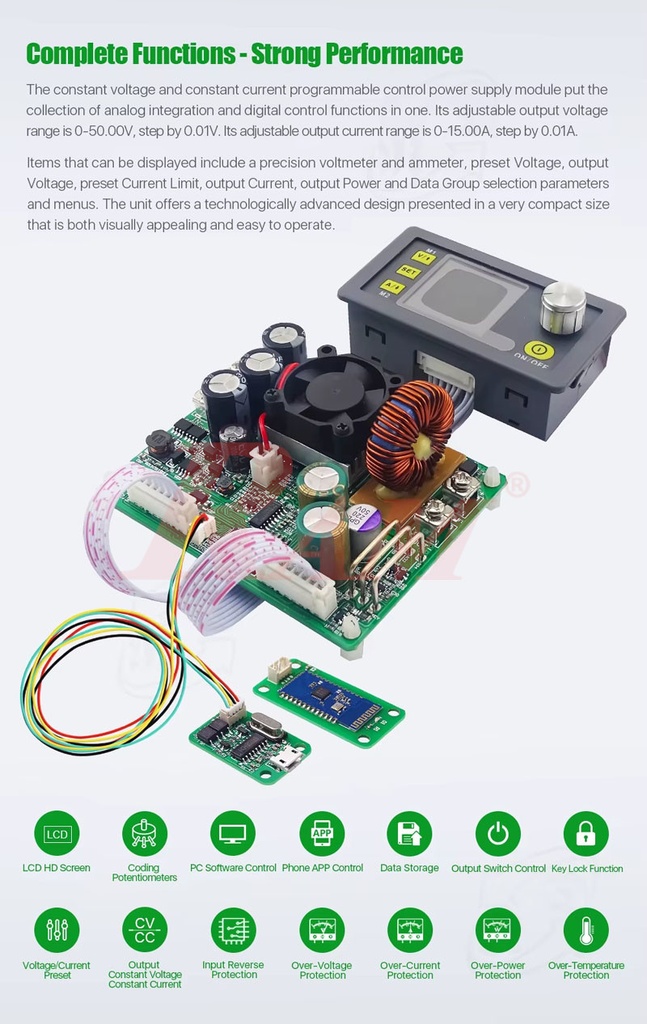 RIDEN DPS5015-BT Bluetooth & USB Programmable Power Supply With Color LCD Voltmeter 0~50V 0~15A