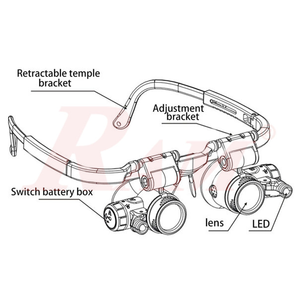 Magnifier Glasses 9892H-1 With LED Light 8X ~ 23X