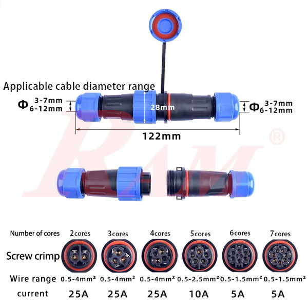 LD20-Docking IP67 - 4pin  Waterproof Dustproof Connector - Water Depth 1m