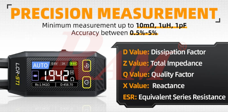 FNIRSI® LCR-ST1 Mini Smart Digital Tweezer LCR SMD ESR Tester