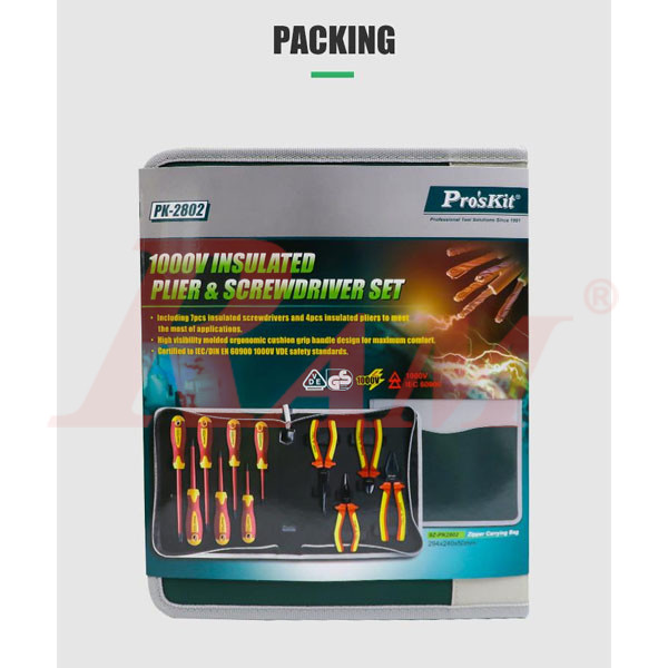 Pro'sKit® PK-2802 - 1000V Insulated Plier & Screwdriver Set