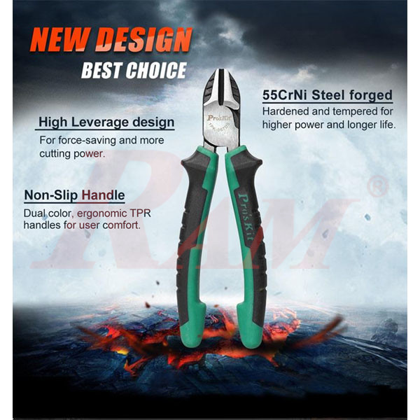 Pro'sKit® 1PK-067DS Dual Color Side Cutting Plier 165mm