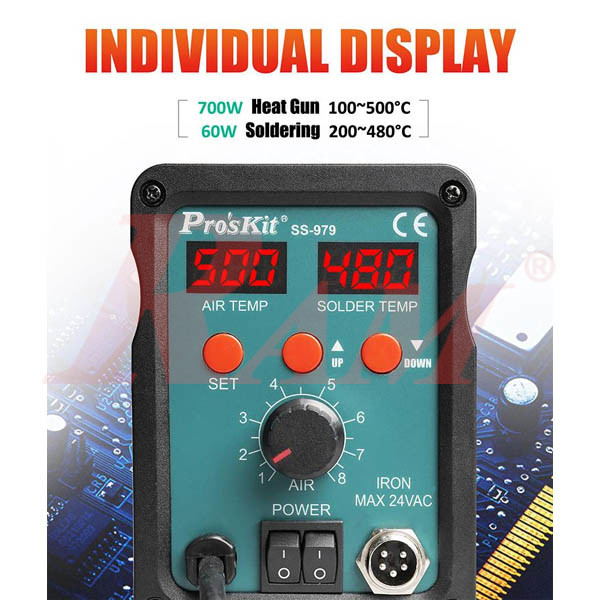 Pro'sKit® SS-979H 2 In 1 SMD Hot Air Rework Station