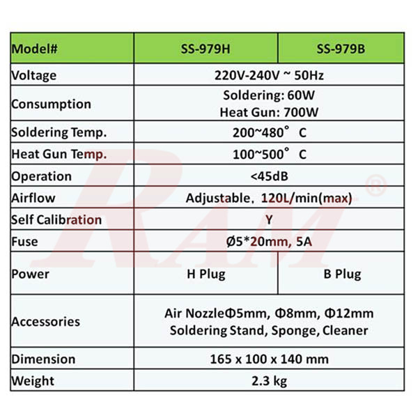 Pro'sKit® SS-979H 2 In 1 SMD Hot Air Rework Station