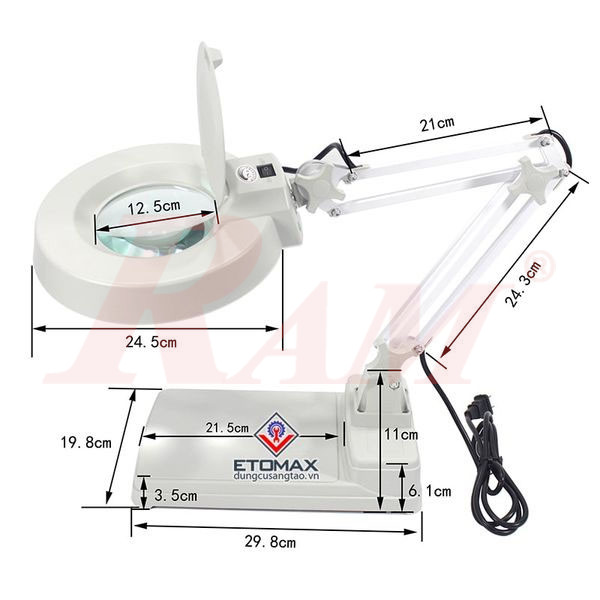 LT86C Glass 10X Big Magnifier Stand With LED Light - NEW Shape
