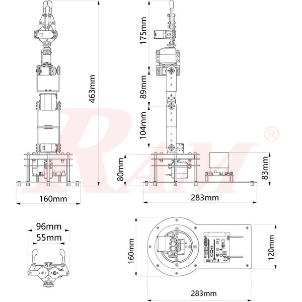 LeArm Professional Complete Robotic Arm 6DOF Degrees Of Freedom + Wireless Mechanical Glove for Robot Control