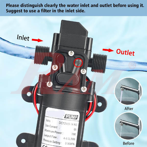Water Pump12Vdc 70W 240L/H Intelligent Micro Pump