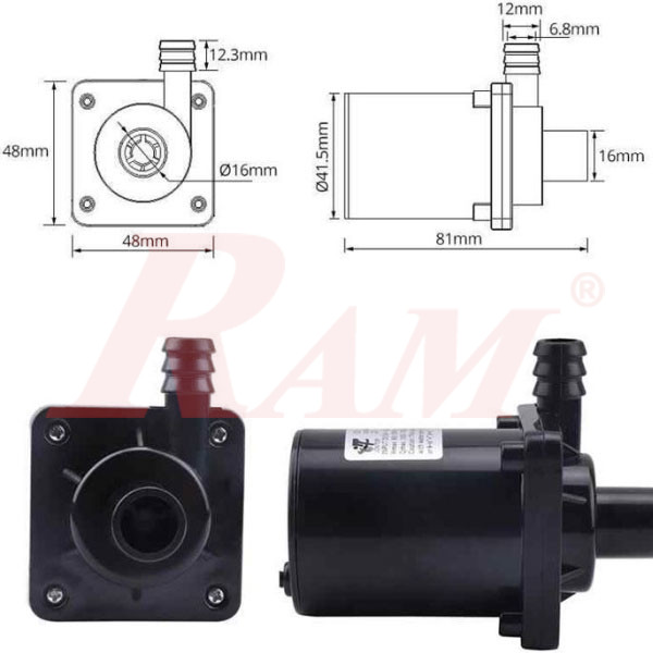 Water Pump JT-750-12Vdc Brushless Submerged DC Pump 700L/H