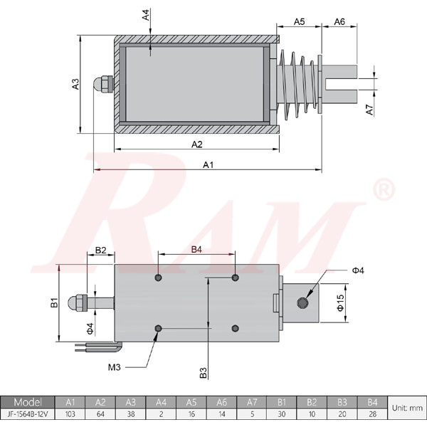 JF-1564B DC12V Push Action Type Electric Linear Solenoid Electromagnetic Lock