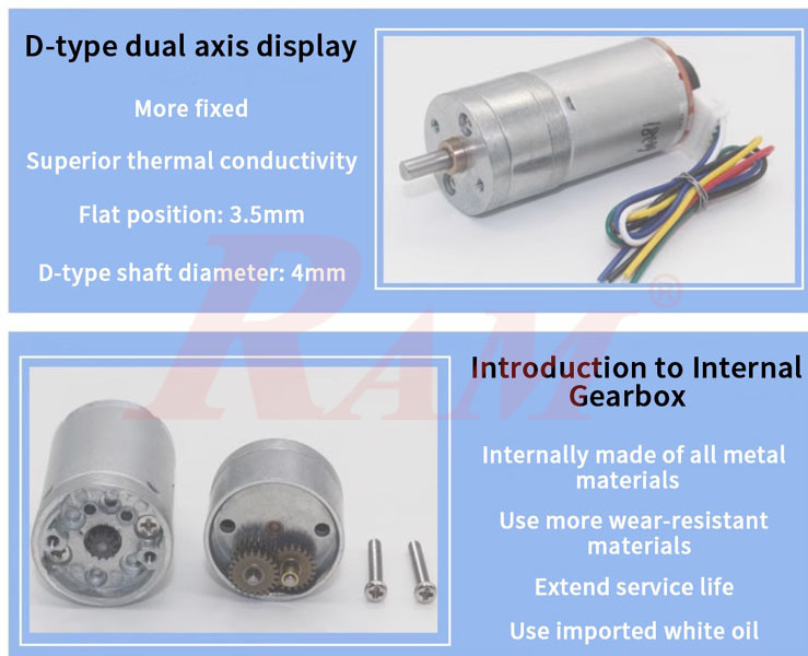 25GA370 DC Geared Motor With Encoder 12Vdc 35 rpm