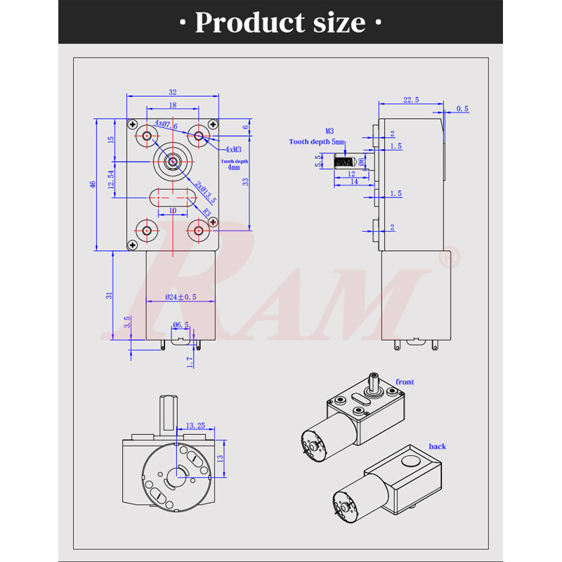 Hollow Shaft JGY370 DC Geared Motor 24Vdc 210 rpm High Torque