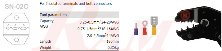 SN-02C Insulated Terminals Crimping Tool