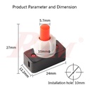 Switch On/Off PBS-17A 10mm - Self Locking