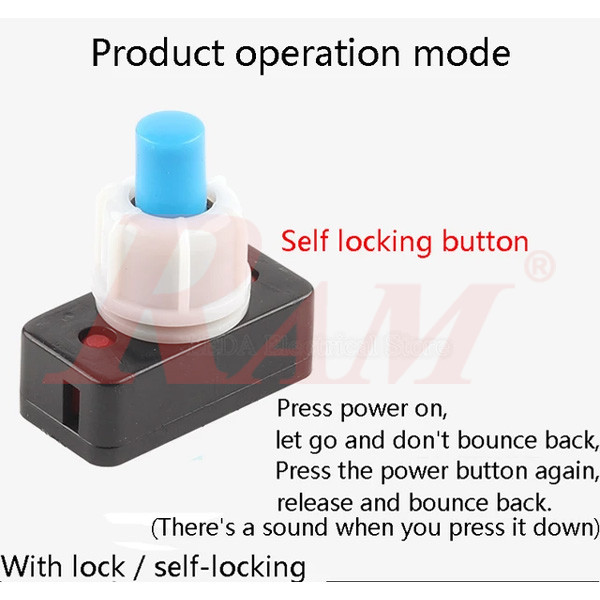 Switch On/Off PBS-17A 10mm - Self Locking