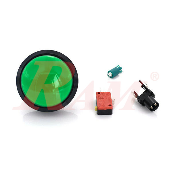 Arcade Style 100mm Big Round Push Button With Green LED Light - Massive Arcade Button with LED